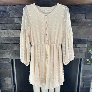 Blu Pepper Ivory Floral Button-Down Blouse